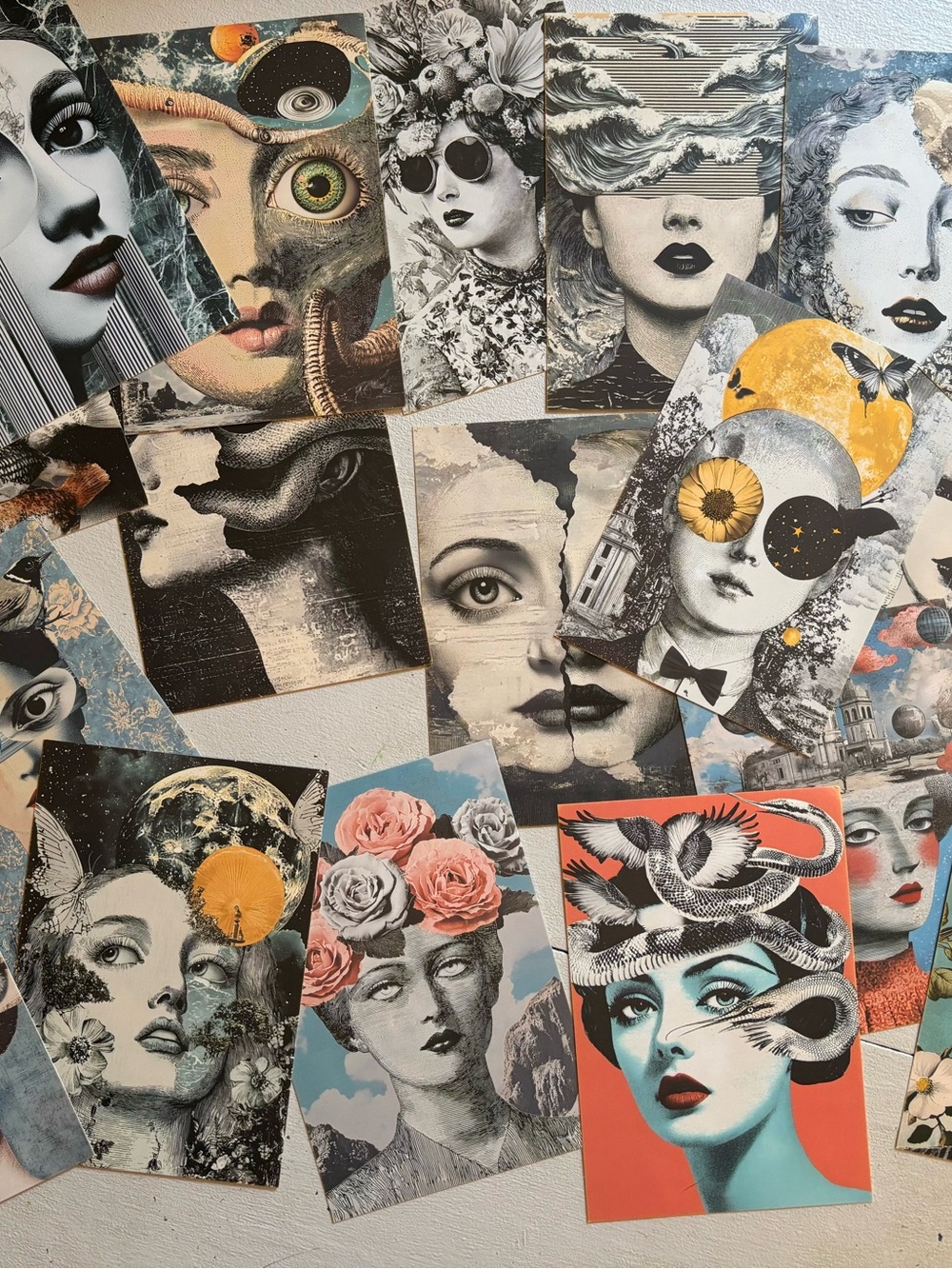 Collage Cards Black & White some with Colours
